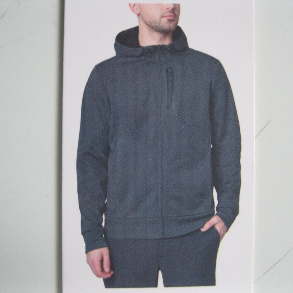 Mondetta Men's Outdoor Project Full Zip Adjustable Hooded Active Jacket, grey XL